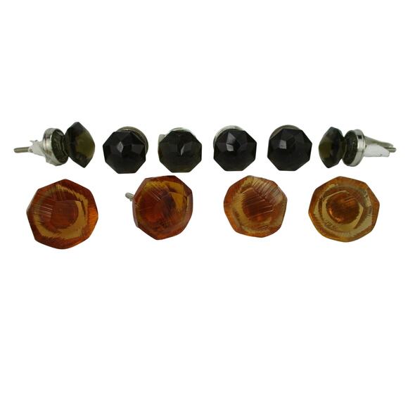10 Pc Lot Amber and Green Glass Cabinet Desk Drawer Dress Pulls - Picture 1 of 8